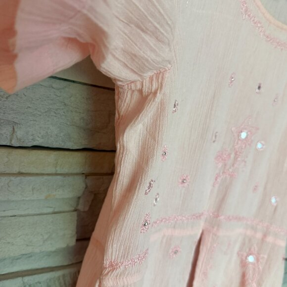 Pink Embroidered Cotton Short Cropped Blouse Top, NWOT, Size M - Picture 4 of 13